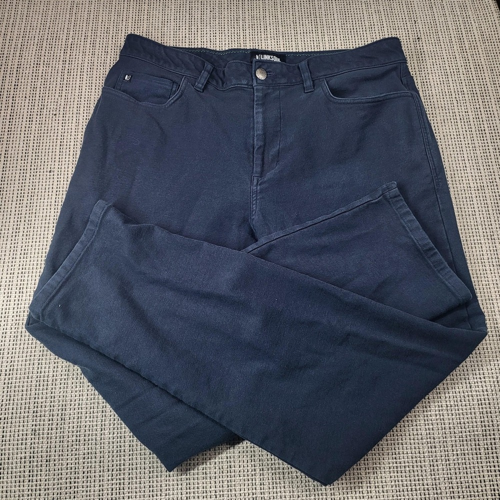 Linksoul LS6206 Jeans Mens 34x30 Blue Dark Wash Regular‎ Straight Denim Pants